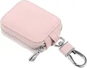 WEKADRIN Leather Headset Carry Case for Earbuds 2 Shell Compact Storage Bag Access to Ports Control Buttons Stylish Pink Pu Case