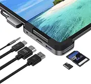 Kapok iPad Pro USB C Hub Adapter for iPad Pro 2018 2019 2020 12.9/11 inch 6-in-1 iPad Pro Dongle USB Type-C Adapter with 4K HDMI, USB 3.0, PD Charging, SD/TF, 3.5mm Headphone Jack, (UC3001)