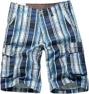 [Generic] Pt Shorts Men's Multi Pocket Pants Checkered Five Point Shorts Casual Loose Fitting Work Shorts 9 Running Shorts