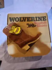 Wolverine Western Cowboy Boots Dark Brown Vintage New
