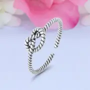 5mm Love Knot Band 925 Sterling Silver Toe Ring Thin Adjustable Toe Ring
