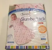 Summer Slumber Sack Pink Flowers Wearable Sleeveless Blanket S/M 7-14 lbs