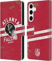 Head Case Designs Officially Licensed NFL Helmet Distressed Atlanta Falcons Logo Art Leather Book Wallet Case Cover Compatible with Samsung Galaxy S24+ 5G