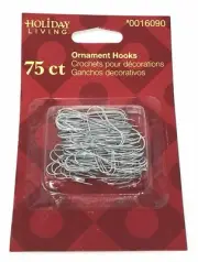 HOLIDAY LIVING 75 Silver metal Christmas ORNAMENT HOOKS 1.5" Long Hangers tree