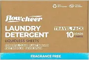 Flowcheer Laundry Detergent Sheets Travel Pack - 5 sheets 10 Loads Unscented, travel laundry detergent, Camping Traveling, No Plastic Jug, All Washing Machines, Hand Washing
