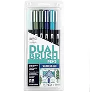 Tombow 56227 Dual Brush Pen Art Markers, Wonderland, 6-Pack. Blendable, Brush and Fine Tip Markers, Portrait, 1 Count (Pack of 6)