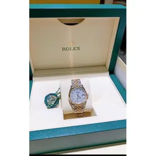 OYSTER PERPETUAL DATEJUST 31腕錶永恒玫瑰金及蠔式鋼款，鑲鑽白色珍珠母錶面及JUBILEE）。