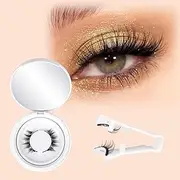 Magnetic Lash with Applicator, Magnetic Eyelashes,Natural Look Reusable Magnetic Lashes Kit No Glue or Eyeliner,D Curl Faux Mink Waterproof False Eyelashes with Magnets (2 pairs)