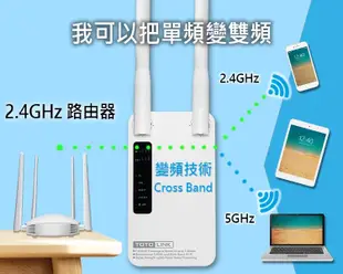 TOTOLINK AC1200雙頻無線訊號強波器 EX1200M,1200MBps橋接無線網路中繼 WiFi寬頻分享器