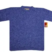 WOMEN HANDMADE ANDEAN ALPACA SOLID LIGHT BLUE SWEATER SZ XXL