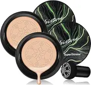 Air Cushion CC Cream Mushroom Head Foundation, Moisturizing BB Cream Makeup Long Lasting Matte Concealer(2 PCS Nude)