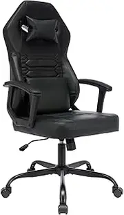 WOTSTA Gaming Chair, High Back Home Office Desk Chair, Video Game Chairs with Lumbar Support, Height Adjustable Comfy Rocking Gaming Chair for Adults,Teens,Kids (Black)