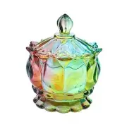 Royal Embossed Clear Glass Apothecary Jar With Lids, Candy Jar Flower