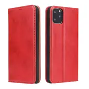 For iPhone 11 Case Leather Flip Wallet Folio Protective Cover with Stand Red