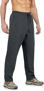 [BondiTrekk] Elastic and Water-Repellent Men's Hiking Trousers, Lined Fleece Trousers with 3 Zip Pockets, Darkgray, XL