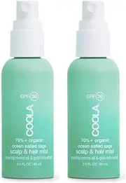 COOLA Organic Scalp Spray & Hair Sunscreen Mist with SPF 30, Dermatologist Tested Hair Care for Daily Protection, Vegan and Gluten Free, Ocean Salted Sage,2 Fl Oz (Pack of 2)