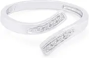 [AFFY] Round White Natural Diamond Accent 925 Sterling Silver Adjustable Bypass Toe Ring Jewelry For Womens