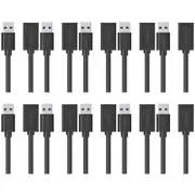 10x Cruxtec USB-A Male to USB-A Female Universal Extension Cable Cord 1m Black