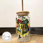 Harry Potter Inspired Libbey Sipper Glass, Wizard Hogwarts Glass Beer Can Coffee