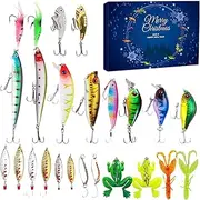 Fishing Baits Kit, 2024 Fishing Lure Box, Selected Fishing Lures & Tackle Kit for Freshwater Fishing, Christmas Countdown 24 Days Fishing Set For Father Grandpa Boyfriend