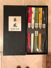 KAFUH CHOPSTICKS ~ 5 Sets Chopsticks ~ Multi-Colored Floral Design ~ New