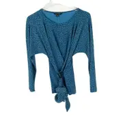 NWT Banana Republic Tie-Front Top in Blue Leopard Print Size Small S NEW L1009