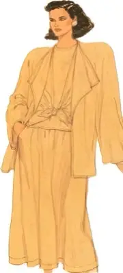 1980s Batwing Tie Front Blouse Bolero Waterfall Jacket Vogue 9052 Sewing Pattern