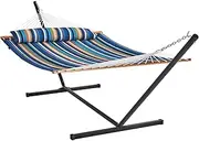 VEVOR Two Person Hammock with Stand Included Heavy Duty 480lb Capacity, Double Hammock with 12 FT Steel Stand and Portable Carrying Bag and Pillow, Freestanding Hammock for Outdoor Patio Yard Beach