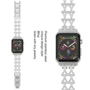 Fashion Watch Metal Stainless Steel Diamond Rhinestone Strap for Apple IWatch Series 5 4 3 2 1-Silver