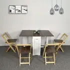 Dining Table Extendable Folding Tables with 4 Chairs Set Restaurant Kitchen