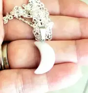 Natural Stone Moon Necklace, Opal Crescent Moon Pendant, Opal Stone Moon Charm