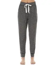 Jaclyn Intimates Women Yummy Jogger Lounge Pants White Black Stripe Pick Size