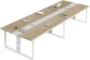 HOLGVE 9.8FT Conference Table, 118.1 L x 47.2W x 29.53 H Inches White Meeting Desk, Large Rectangle Seminar Computer Table, for 10-14 Office Training Table