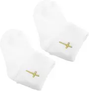 LIFKOME 1pair Baptism Socks Soft Cotton Boy Girl Christening Booties for Year Old Newborns Non- Design for Special Occasions Stylish Socks Cross Detail