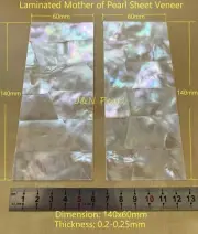 2pcs 140x60mm Laminated White Mother of Pearl Sheet Veneer Inlay,T:0.2-0.25mm