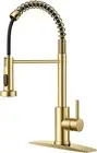 Gold Kitchen Faucet with Pull down Sprayer, Stainless Steel Commercial Single Ha