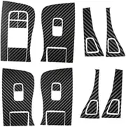 DOOREX Car ABS Window Lifter Switch Buttons Decorative Frame Cover Trim Sticker for Tesla Model 3 2018-2019 Car Accessories Interior Steering Wheel Covers (Color : Carbon Fiber Sticker)