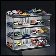 Simulation Car Garage Model 1/64 Parking Lot Toy Car Model Storage Rack Display Cabinet Acrylic Display Case Decoration(Dust Cover with Ligh)