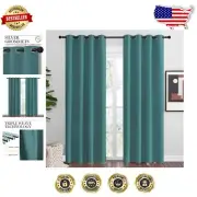 Sea Teal Blackout Curtains - Set of 2, Thermal Insulated Grommet Draperies