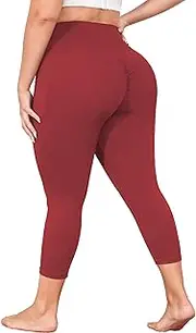 [MEJING] Plus Size Leggings, Black Mesh Yoga Pants for Women with Pockets High Waisted Tummy Control & Squat Proof Workout Leggings