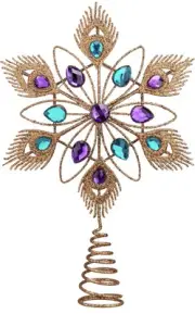 Lighted Christmas Tree Topper Star with Timer for Tree Decor