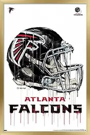 Trends International NFL Atlanta Falcons - Drip Helmet 20 Wall Poster, 22.375" x 34", Gold Framed Version