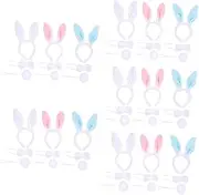 [LIFKOME] Stage Performance Suit Head Phones Headband Stuffed Bunny Headphones Earphones Bow Tie Girl Accessories Apparel Head Pink Head Rabbit Costume Accessory Cloth