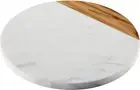 White Marble Board - Cheese Board | Acacia Wooden Serving Tray for Charcuteri...