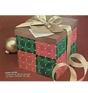 AVON CHRISTMAS 'FOLDING GIFT BOX' w/NOTE CARD & RIBBON - Retired 6-3/4"Square