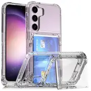 For Samsung Galaxy S23 Pc + Tpu Phone Cover Shockproof Clear Phone Case With Kickstand Card Holder