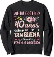 [X.Style] Funny 40th Birthday Spanish CumpleaÃƒ¯Ã‚¿Ã‚½os 40 AÃƒ¯Ã‚¿Ã‚½os Mujer EspaÃƒ¯Ã‚¿Ã‚½ol Sweatshirt ds1128 Sweater (2XL) Black