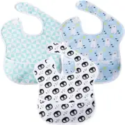 3 Pack Baby Bibs Waterproof Bib Easy to Clean Feeding Bibs Weaning Bibs Adjustab