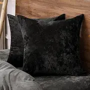 PHF Truly Velvet Euro Sham, 26"x 26",No Insert, 2 Pack Color Gradient Euro Throw Pillow Covers, Ultra Soft Cozy European Pillow Covers for Luxurious Home Decorative, No Shedding, No Pilling, Black