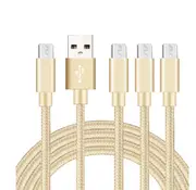 Catzon 1M 2M 3M 4Packs Micro USB Cable Nylon Braided Phone Cable Fast Charger Cable USB Cord -Gold